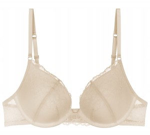 Biustonosz Triumph Bright Spotlight WHU Beżowy Bra Push up z koronką 75E