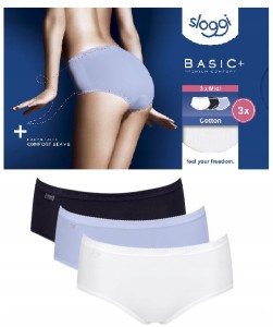Bawełniane majtki damskie 3 SZTUKI 3 KOLORY Sloggi Basic+ Midi C3P 48