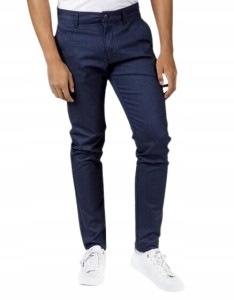 Eleganckie SPODNIE MĘSKIE Chinosy Casual Tapered Fit granatowe W30 L30