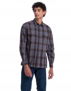 KOSZULA MĘSKA z długim rękawem bawełniana CROSS JEANS kratka kołnierzyk XL