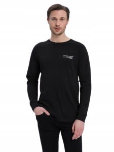 Bluzka MĘSKA KOSZULKA Bawełniana Czarna Bluzka Basic LONGSLEEVE S