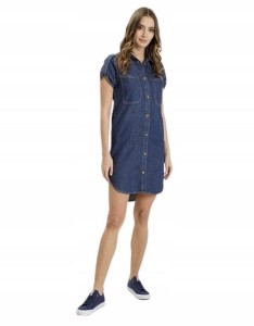 Krótka Damska Sukienka Jeansowa na guziki Denim L