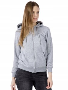 BLUZA DAMSKA SZARA GŁADKA JEDNOLITA ROZPINANA Z KAPTUREM CROSS JEANS S