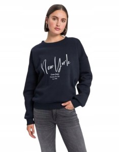Ciepła BLUZA DAMSKA OVERSIZE Granatowa BASIC XL